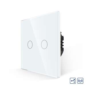 LUXION Dupla Alternatív Váltó Üveg Érintőkapcsoló RF433, fehér üveg okos kapcsoló két gombbal - Okos eszköz