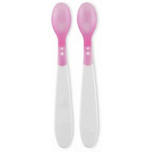 Lorelli Baby Care rózsaszín hőérzékeny etetőkanál, 2 darabos szett - Gyerek evőeszköz
