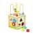 Wooden activity cube with bead maze, shape sorter, gears, and clock, 5 in 1 toy for toddlers