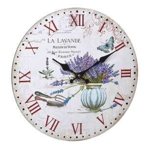 La Lavande vintage wall clock with lavender design, 337mm diameter - TFA