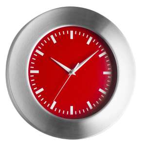 TFA wall clock with red background and aluminum frame, modern design, 300x41 mm - TFA