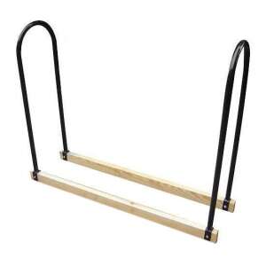 Suport pentru lemne, suport pentru lemne, suport pentru bușteni, suport pentru lemne, depozitare lemne în aer liber, suport pentru lemne, 114x90x31 cm, metal negru, bază din lemn - Accesorii pentru șemineu și sobă