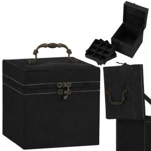 Black velvet jewelry box with compartments, Springos - Springos