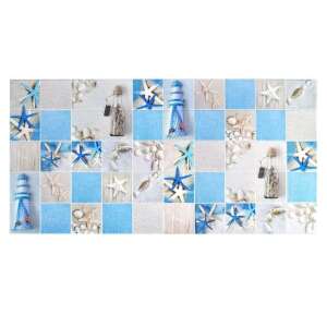 Decorative PVC wall panel, 96x48.5 cm, seashells and starfish design, blue and beige - Interior design