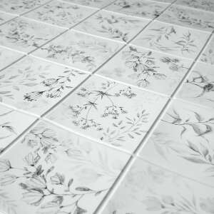 Decorative PVC wall panel, 96x48,5 cm, field flower pattern, gray, 3D effect - Nonbrand Wall Panel & Wall Sticker