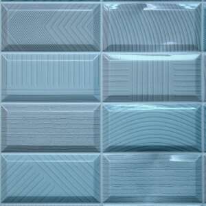 Blue PVC wall panel with 3D brick design - Nonbrand Wall Panel & Wall Sticker