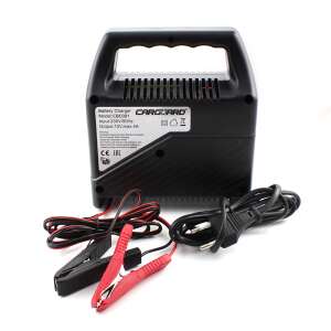 CARGUARD 12V 4A Battery Charger, black, with power cord and clamps - Carguard