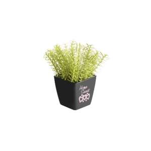 Artificial grass plant in a black pot with 'Home Sweet Home' inscription, decorative plant - Artificial Plant & Flower