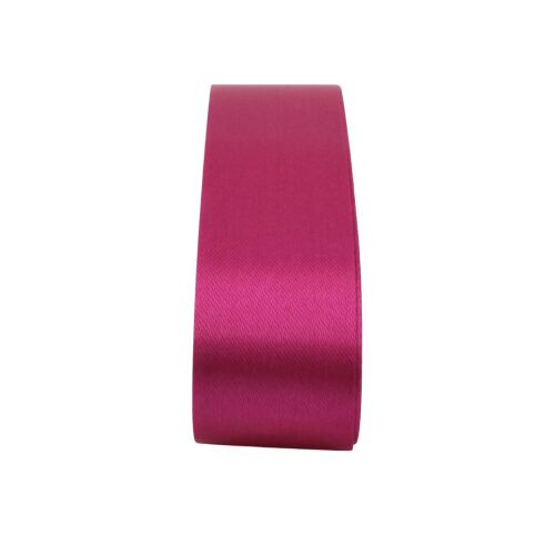 Cyclamen Dark Red Satin Ribbon Roll, 25mm Wide