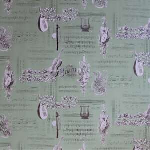 Green retro mandolin wrapping paper with musical notes and instruments design - Gift wrapping