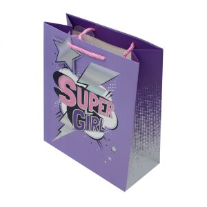 Подаръчна хартиена торба Super girl L, 26,5 x 33 x 14 см 131508288 - Изкуства и хобита