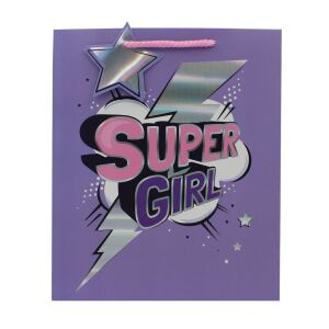 Подаръчна торбичка M super girl paper, 21.5 x 25 x 10 cm 131508277 - Изкуства и хобита