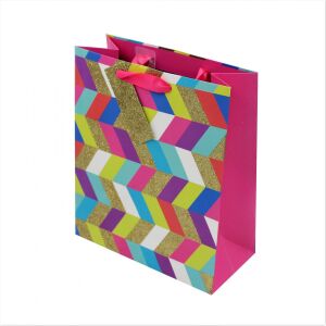 Punga cadou hartie L Colorful Zigzag 131508380 - Nonbrand Pungi cadou