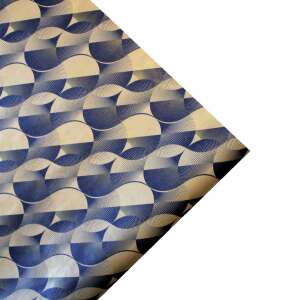 Papier do pakowania Vintage Kraft z niebieskim wzorem krzywych - Pakowanie prezentów