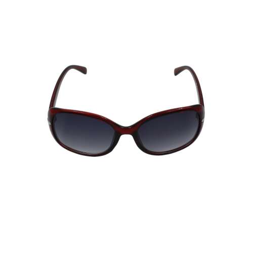 Női kerek napszemüveg strasszokkal, piros kerettel, sötét szürke lencsékkel