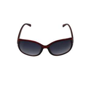 Women's round sunglasses with rhinestones, red frame, dark grey lenses - Women's Sunglass