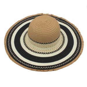 Női Strandkalap - Barna-Fekete Csíkos Szalmakalap 131509958 - Női kalap