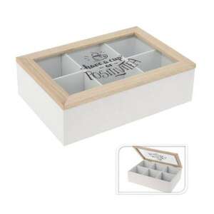 Have a cup of PositiviTea feliratú  teafiltertartó doboz - fehér