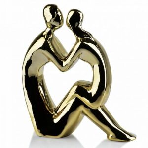 Arany színű kerámia szobor szerelmes párról, 18x6x10 cm, tökéletes Valentin napi ajándék - Ajándékötlet esküvőre