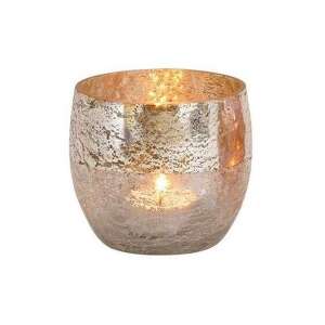 Ezüst üveg mécsestartó, 10x9 cm - Mécsestartó