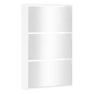 White 3-tier shoe cabinet with mirror, 63x17x102,5 cm - Furniture