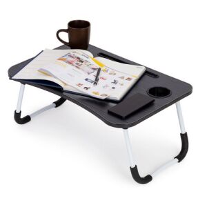 Skladací stolík pod notebook, na posteľ alebo pohovku, 60 x 40 cm, čierny, MH