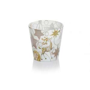 Illatgyertya üvegpohárban arany és ezüst karácsonyi mintával - Bartek Candles