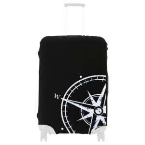 Kwmobile suitcase cover with compass design for L size suitcases, black and white, lycra - Luggage Cover