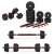 ModernHOME adjustable dumbbell set, 30kg, red-black, with barbell bar, dumbbells, and weight plates