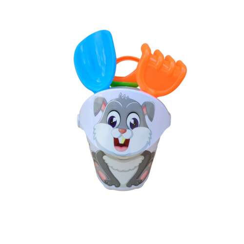 Nyuszis homokozó szett vödörrel, lapáttal és gereblyével, homokozó játék gyerekeknek