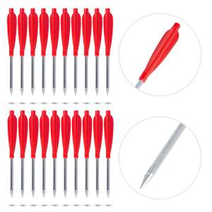 inSPORTline Milson 14cm 20db keresztszelvényű nyíl, piros tollal, acél nyílvesszővel, célheggyel - Íj