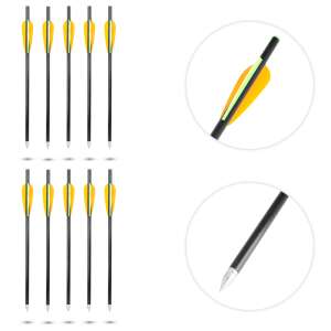 inSPORTline Frankson 34cm 10 db laminált nyíl keresztszelvényhez, fekete nyilak narancs és zöld tollal, acél hegyekkel - Íj