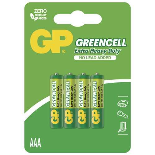 4 db GP Greencell AAA elem, extra heavy duty, ólommentes - GP