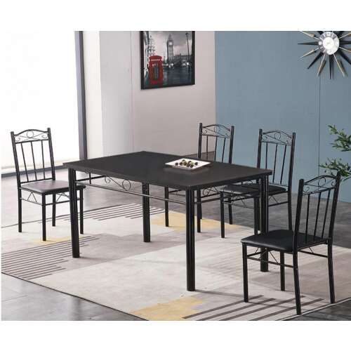 Set masa cu 4 scaune,  FUR-101-17BL, masa 120x67x75 cm, negru