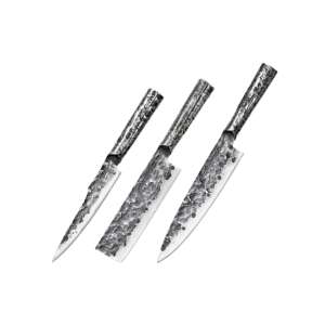 3 Samura-Meteora késből álló készlet, damasztacél VG10, 17,4/17,3/20,9 cm, ezüst/fekete 63243687 