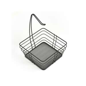 Coș de fructe Zeller din metal negru, cu mâner, 26x26x36 cm - Depozitarea alimentelor