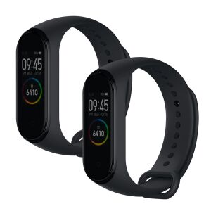 kwmobile 2-Pack Black Silicone Straps for Xiaomi Mi Band 4 with Fitness Tracker - Electronic
