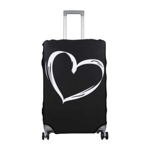 Kwmobile suitcase cover, black with white heart design, L size, for 25-28 inch suitcases