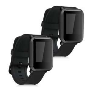 2-pak czarny silikonowy pasek do zegarków Xiaomi Amazfit Bip S i Bip S Lite, marka kwmobile - Pasek do inteligentnego zegarka