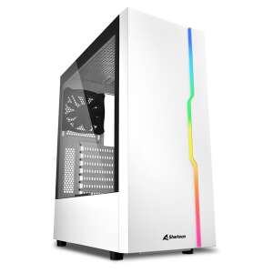 Carcasă de computer Sharkoon RGB Slider albă cu panou lateral din sticlă călită - Carcase PC