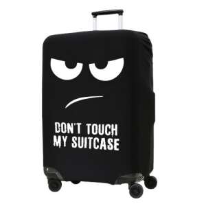 Husa pentru valiză Kwmobile, mărime XL, negru/alb, lycra, cu inscripția 'Don't touch my suitcase' - Accesorii pentru valize