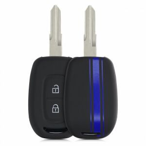 Dacia/Renault Car Key Case, 2-Button, Keyless Go, Kwmobile, Silicone, Black/Blue, 54813.02