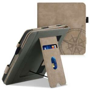 Hnedý kožený obal s kompasovým vzorom pre e-čítačku Tolino Vision 5 - Počítače a doplnky