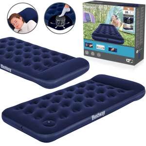 Bestway air mattress collage: built-in pump, sleeping person, packaging - Camping Mat