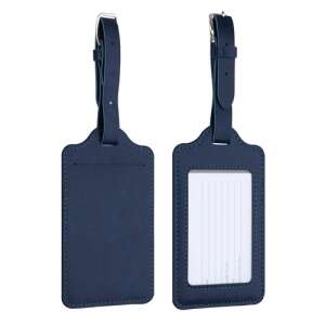 Kwmobile 2 pack luggage tags, blue eco leather, luggage tag with name card, luggage tag with address card, luggage tag with phone number, luggage tag with zip code, luggage tag with city, luggage tag with country, luggage tag with email address - Luggage Tag