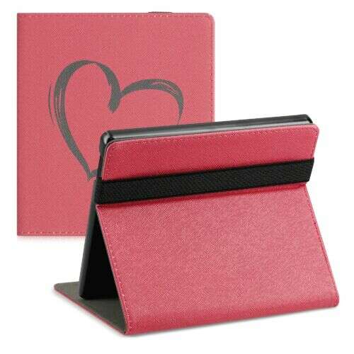 Kwmobile Kindle Oasis 10th Generation Case, red, with heart design, protective cover, stand function