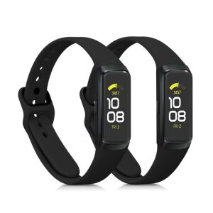 kwmobile 2-pak Czarnych Silikonowych Pasków do Smartwatcha Samsung Galaxy Fit - Pasek do inteligentnego zegarka