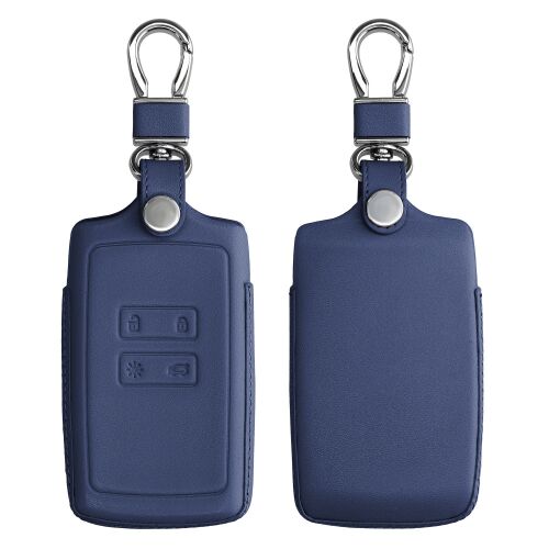 Renault / Dacia Car Key Cover - 4 Buttons - Keyless Go, kwmobile, Genuine Leather, Blue, 54669.04 131484107