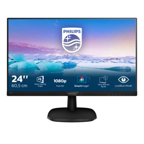 Philips 243V7QJABF IPS Monitor, 23,8", 1920x1080, 16:9, 250cd/m2, 4ms, VGA/HDMI/Displayport, hangszóró