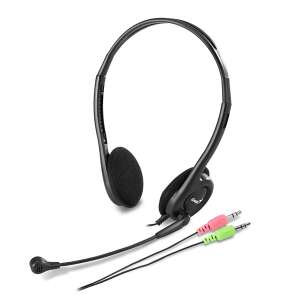 Genius HS-200C black headset with microphone, perfect for online calls and gaming - Peripheral
